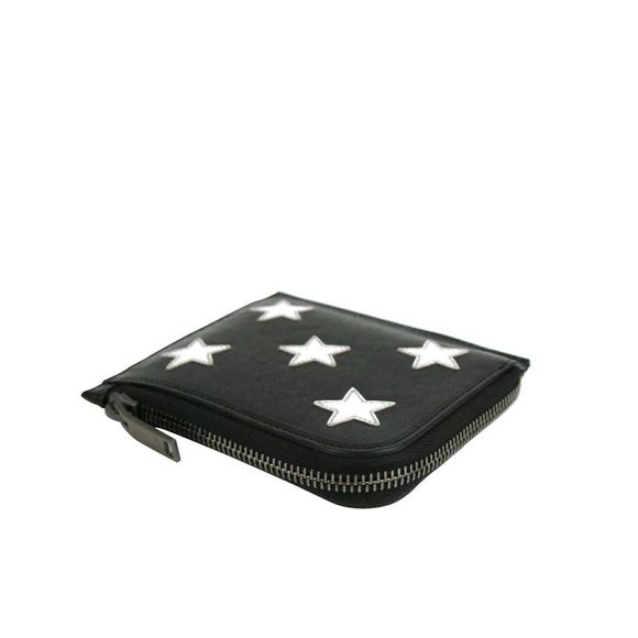 Saint Laurent Men's Black Leather Zip Around Wallet With Silver Stars 417797 - Picture 4 of 7